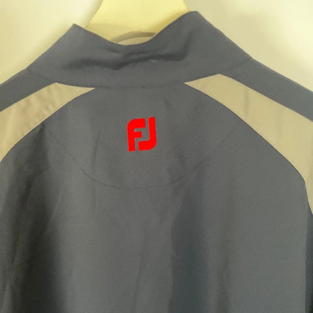 FootJoy Mens XL Navy Grey Quarter Zip Golf Windbreaker Pullover Jacket Pockets